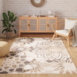 Buitenkleed Patio Creme Grijs Bloemen