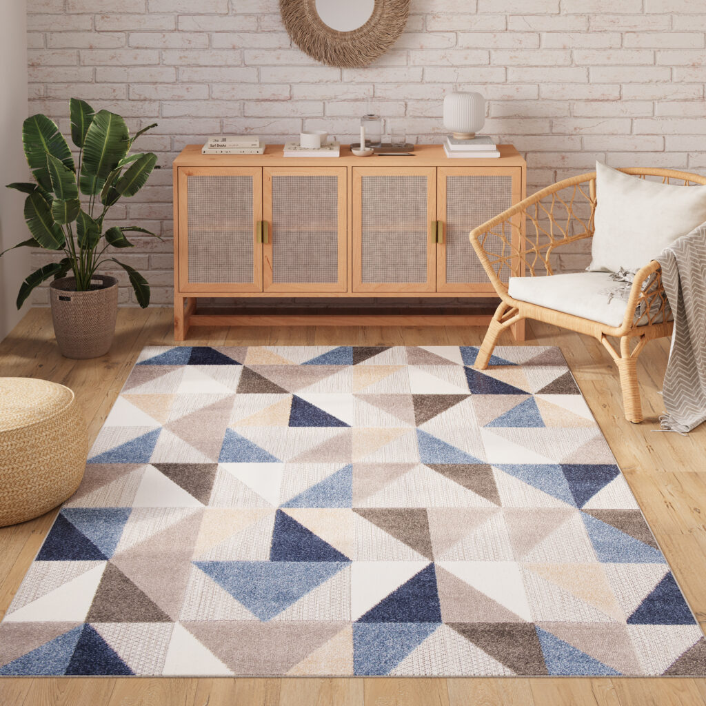 Buitenkleed Patio Grijs Blauw Geometrisch