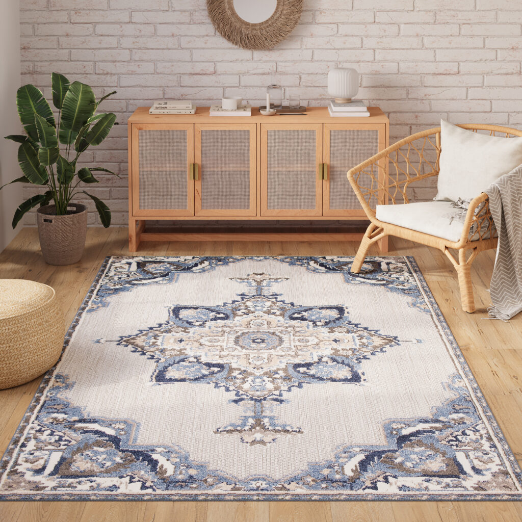 Buitenkleed Patio Grijs Blauw Vintage