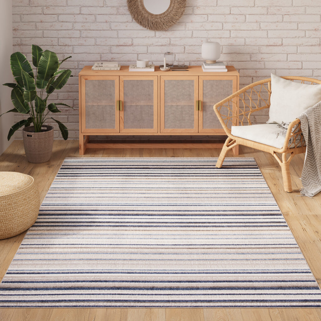 Buitenkleed Patio Grijs Blauw Gestreept