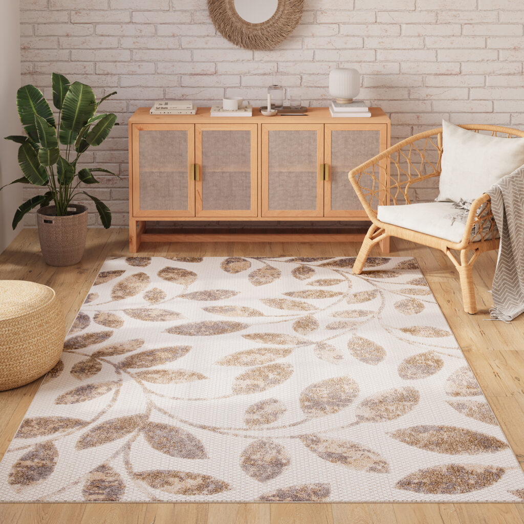 Buitenkleed Patio Creme Beige Bladeren
