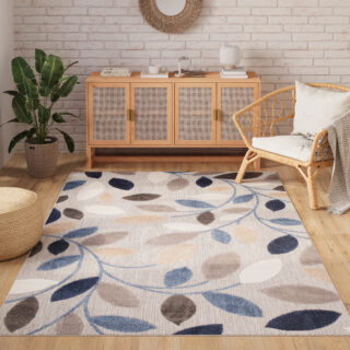 Buitenkleed Patio Grijs Blauw Bladeren