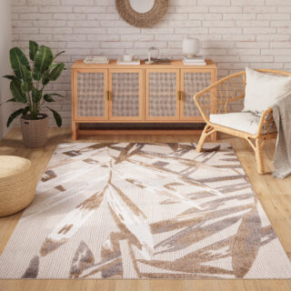 Buitenkleed Patio Creme Grijs Bladeren