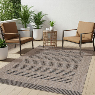 Vloerkleed Melissa Bruin Zwart Gestreept Indoor Outdoor
