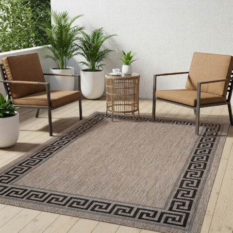 Vloerkleed Melissa Bruin Zwart Zigzag Indoor Outdoor
