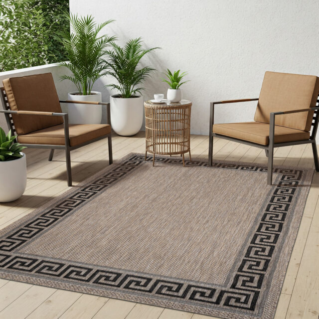 Vloerkleed Melissa Bruin Zwart Zigzag Indoor Outdoor
