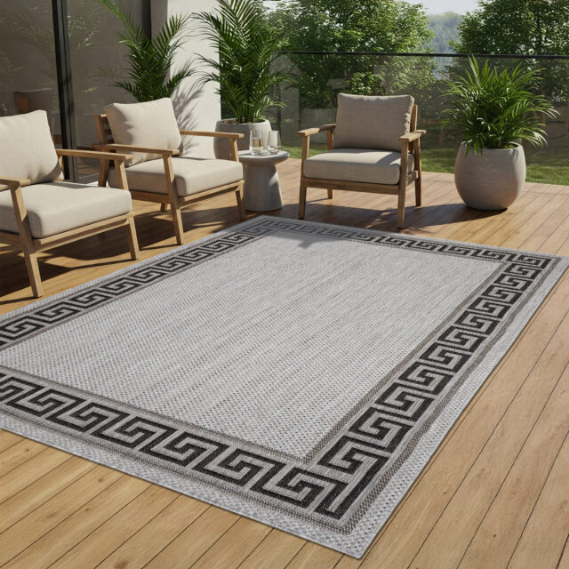 Vloerkleed Melissa Grijs Zwart Zigzag Indoor Outdoor
