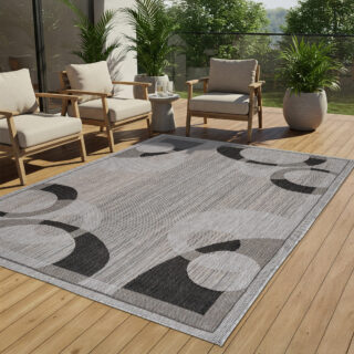 Vloerkleed Melissa Grijs Zwart Geometrisch Indoor Outdoor