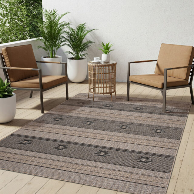 Vloerkleed Melissa Bruin Zwart Ethno Indoor Outdoor