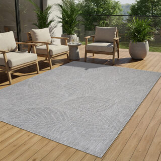 Vloerkleed Melissa Grijs Melange Bladeren Indoor Outdoor