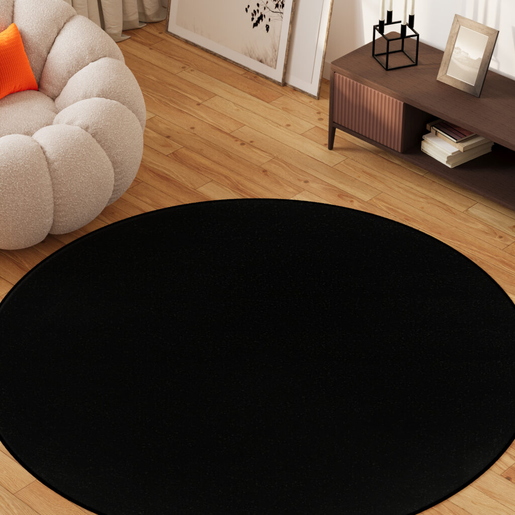 Vloerkleed Mono Rond Indoor Outdoor Zwart