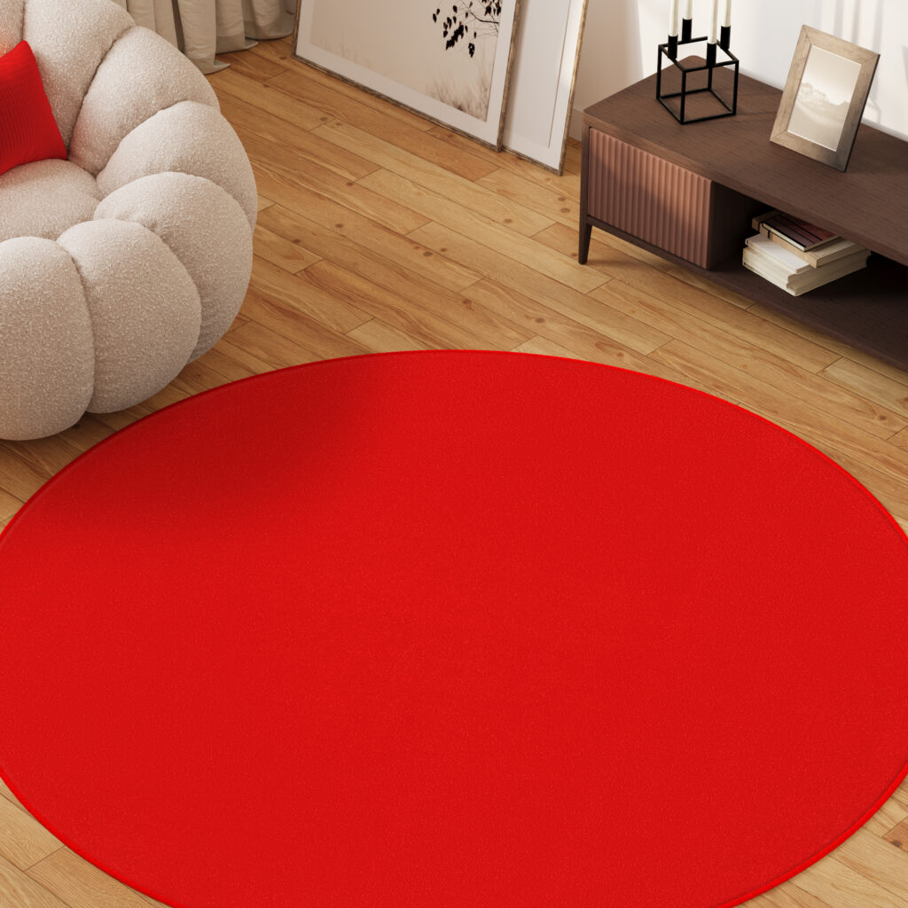 Vloerkleed Mono Rond Indoor Outdoor Rood