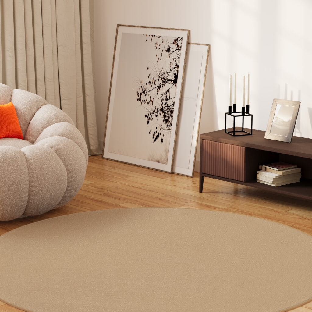 Vloerkleed Mono Rond Indoor Outdoor Beige