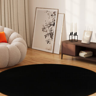 Vloerkleed Mono Rond Indoor Outdoor Zwart