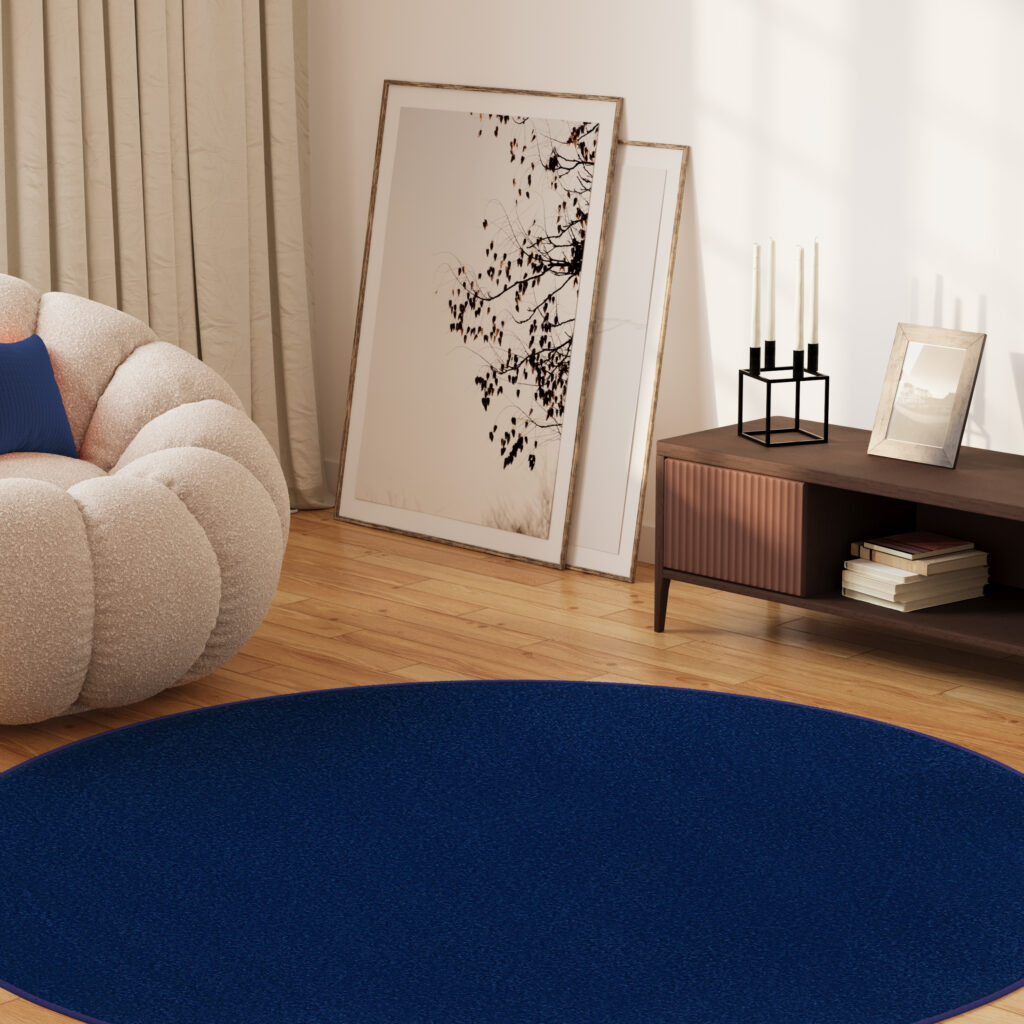 Vloerkleed Mono Rond Indoor Outdoor Marineblauw