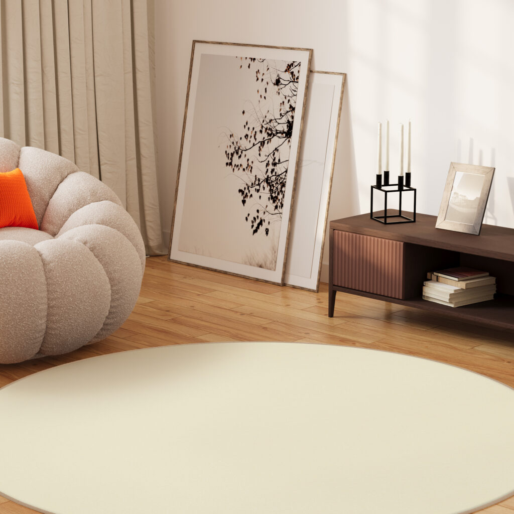 Vloerkleed Mono Rond Indoor Outdoor Creme