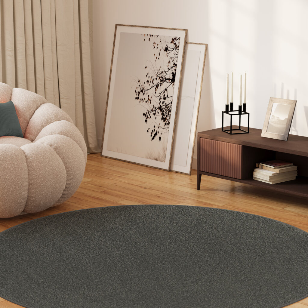 Vloerkleed Mono Rond Indoor Outdoor Donker Grijs