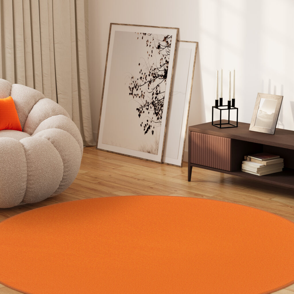 Vloerkleed Mono Rond Indoor Outdoor Oranje