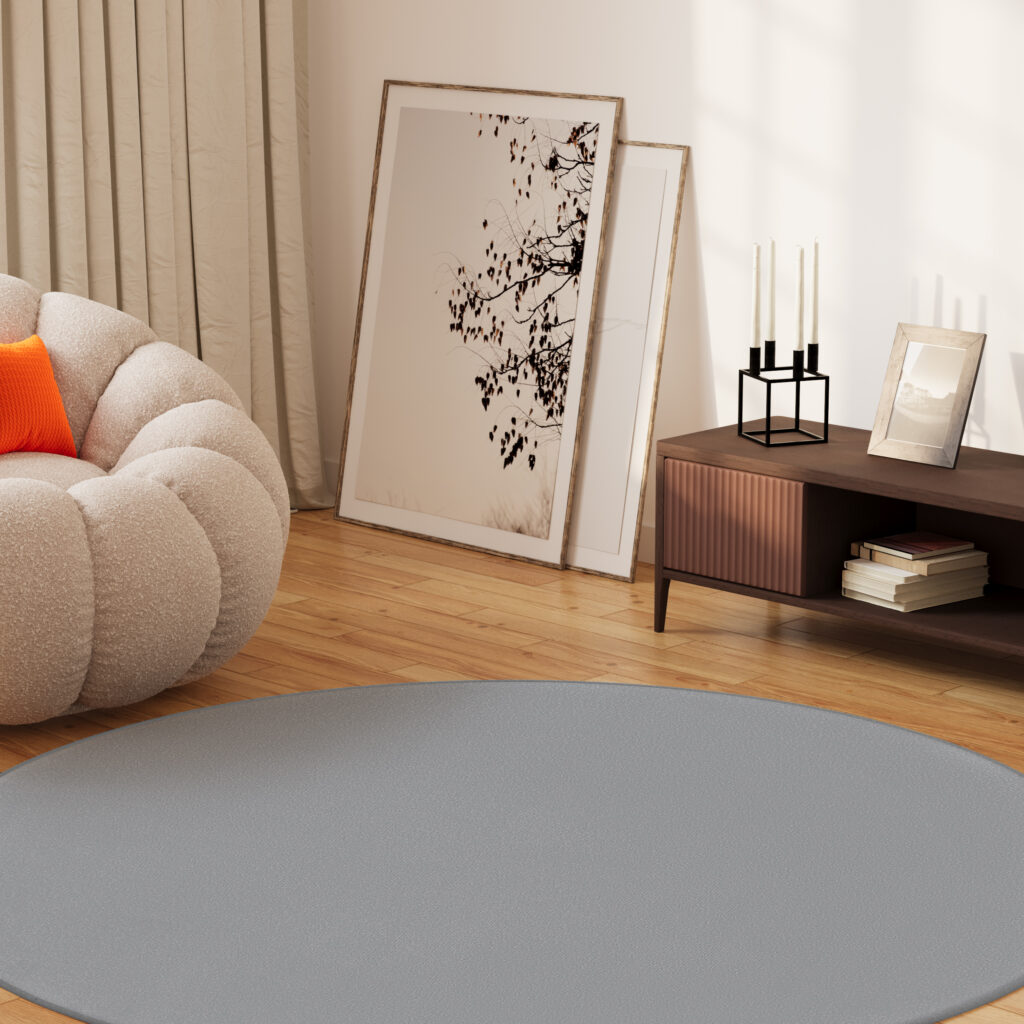 Vloerkleed Mono Rond Indoor Outdoor Licht Grijs