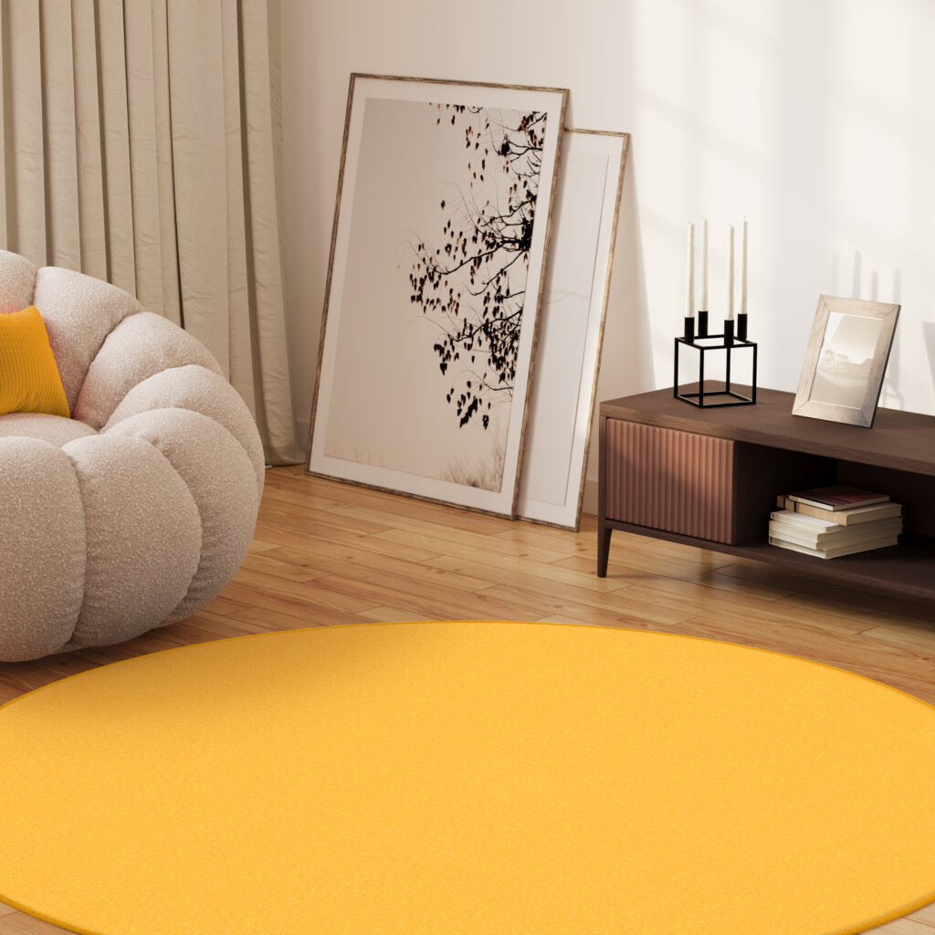Vloerkleed Mono Rond Indoor Outdoor Geel