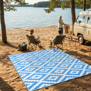Vloerkleed Ibiza Buitenkleed Dubbelzijdig Waterdicht Navy Wit