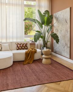 Vloerkleed Wol Loni Donkerbruin