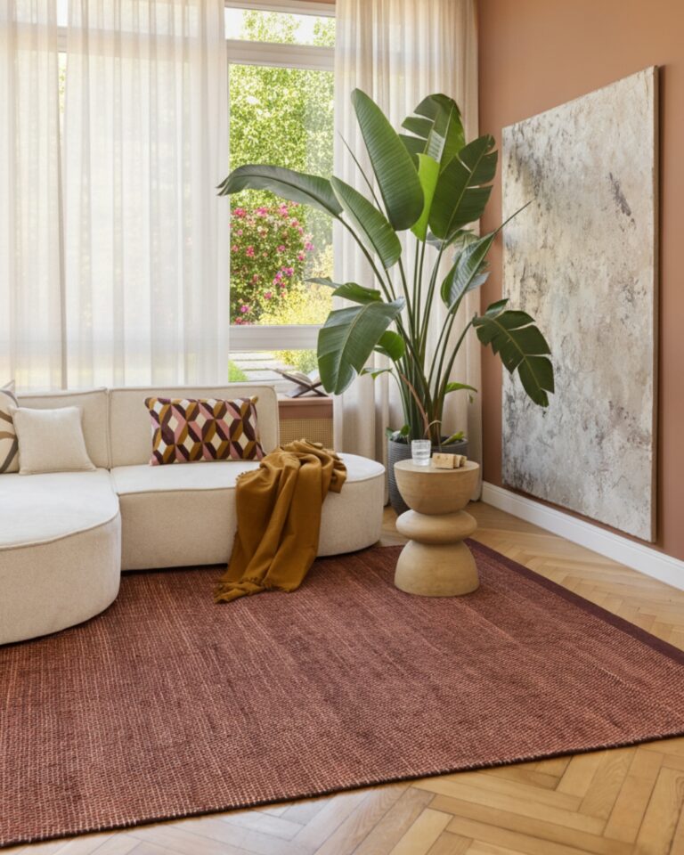 Vloerkleed Wol Loni Donkerbruin