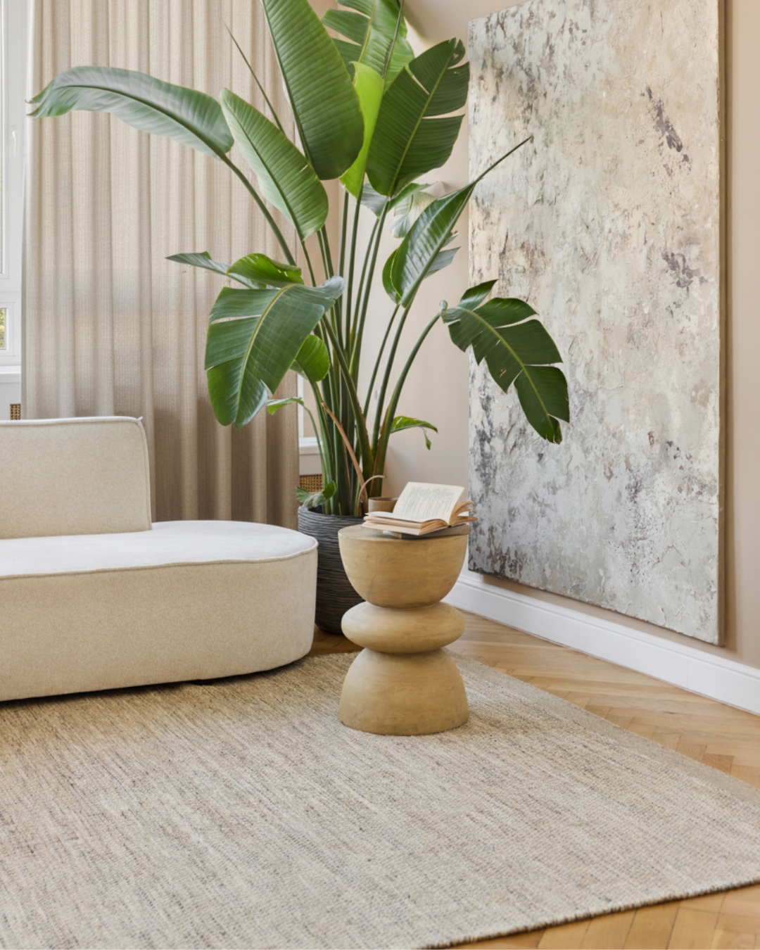 Vloerkleed Wol Loni Lichtbruin