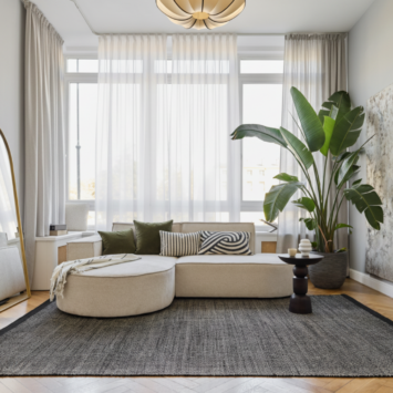 Vloerkleed Wol Loni Zwart