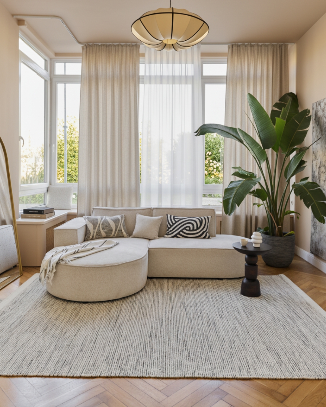 Vloerkleed Wol Loni Beige