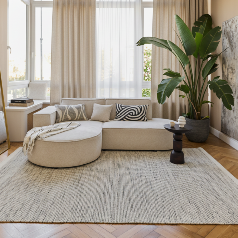 Vloerkleed Wol Loni Beige