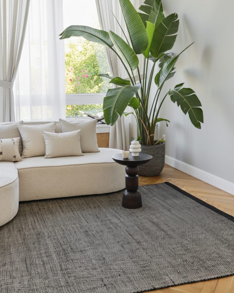 Vloerkleed Wol Loni Zwart