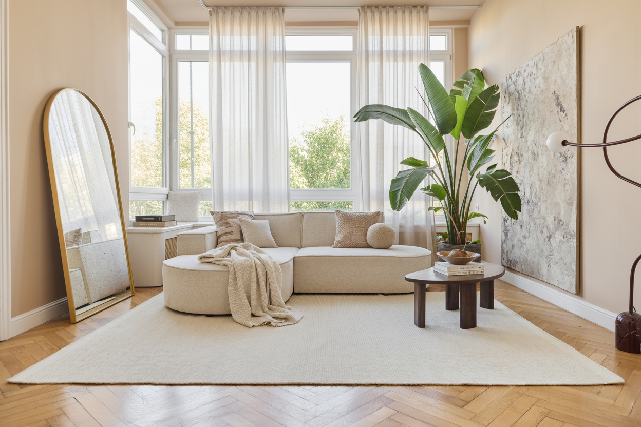 Vloerkleed Wol Loni Wit