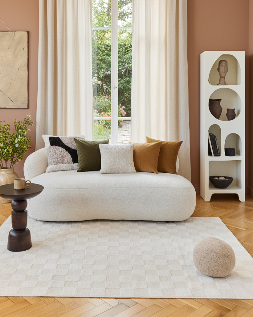 Vloerkleed Terra Crème Ruit