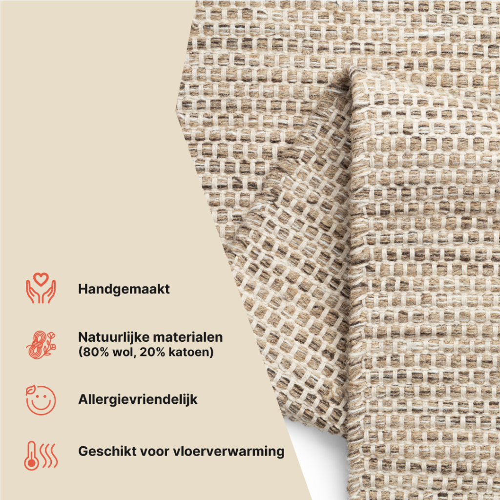 Vloerkleed Wol Loni Lichtbruin