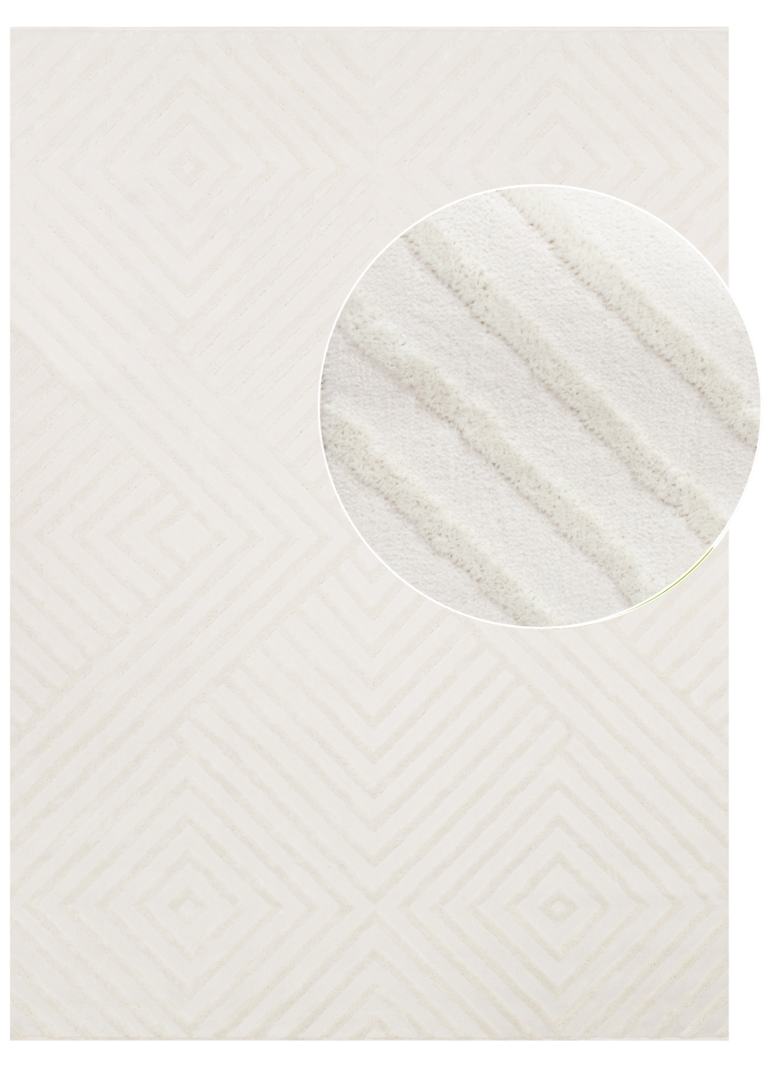 Vloerkleed Hygge Gebroken Wit Ruiten