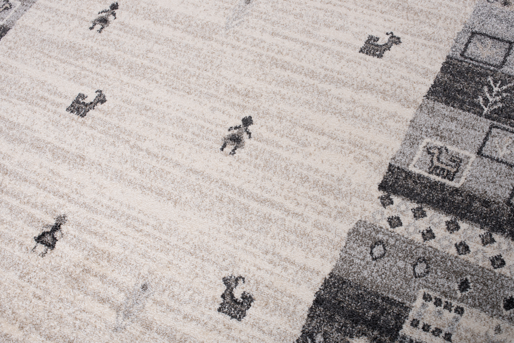 Vloerkleed Sari Grijs Crème Etnisch Rand