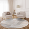 Vloerkleed Crystal Rond Grijs Beige Crème Strepen