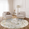 Vloerkleed Crystal Rond Groen Creme Abstract Marmer