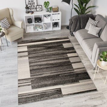 Vloerkleed Sari Antraciet Beige Rand