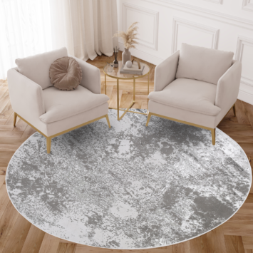 Vloerkleed Crystal Rond Lichtgrijs Marble