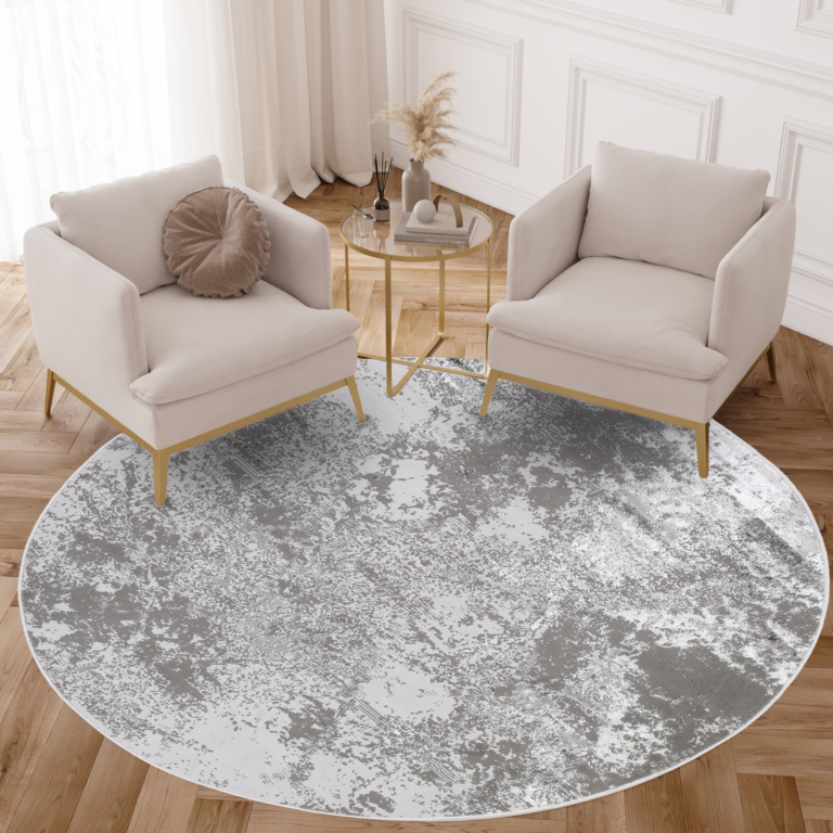 Vloerkleed Crystal Rond Lichtgrijs Marble