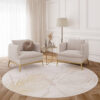 Vloerkleed Crystal Rond Gold Bruin Creme Bladeren