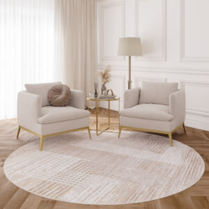 Vloerkleed Crystal Rond Beige Bruin Crème Strepen