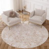 Vloerkleed Crystal Rond Bruin Creme Beige Lijnen