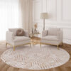 Vloerkleed Crystal Rond Bruin Creme Beige Lijnen