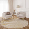Vloerkleed Crystal Rond Beige Goud Crème Marmer