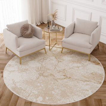Vloerkleed Crystal Rond Beige Bruin Marmer