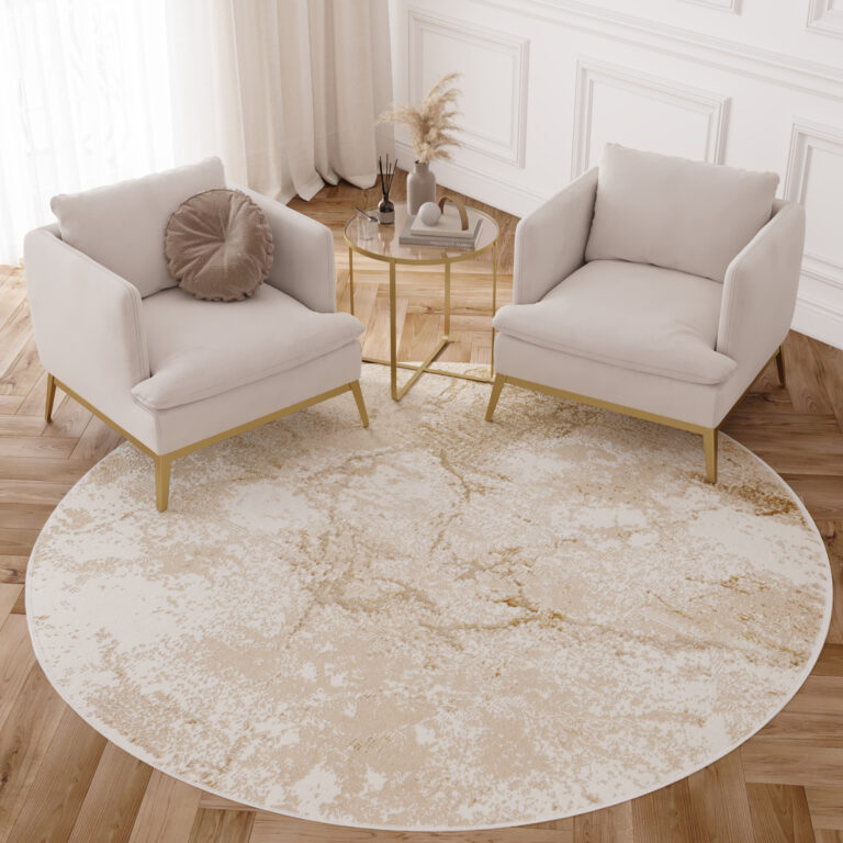 Vloerkleed Crystal Rond Beige Bruin Marmer
