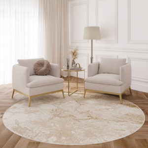 Vloerkleed Crystal Rond Beige Bruin Marmer